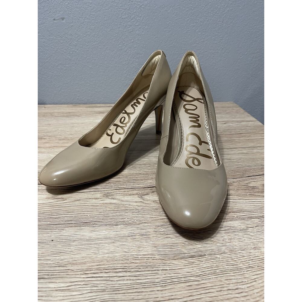 Sam Edelman Heels Womens Size 10 Beige Cushioned Footbed Round Toe 3 Inch Heel